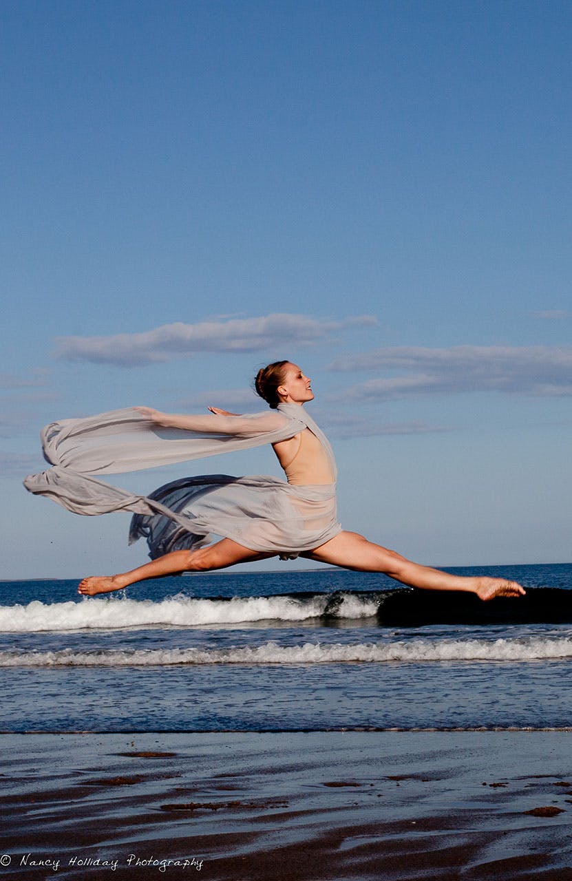 Ballerina Flying on the Beach Portland, MA