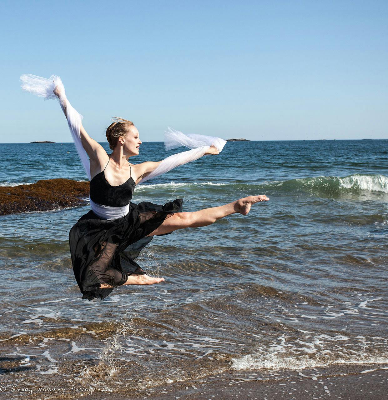 Ballerina Jumping on the Beach Portland, MA