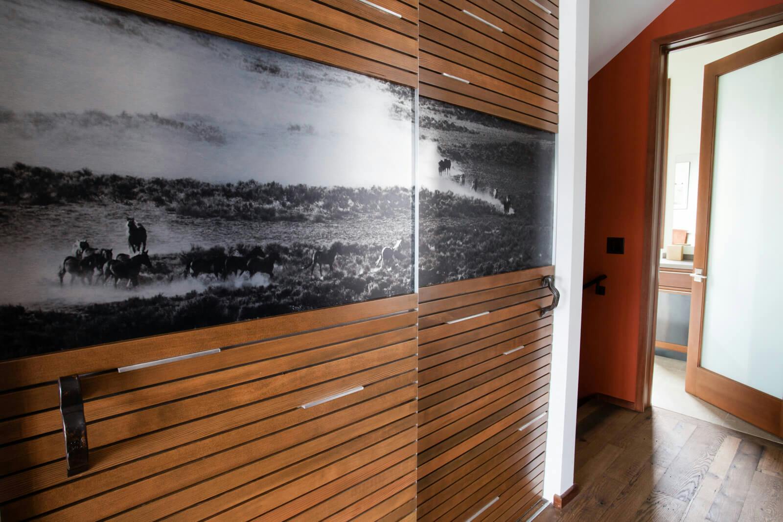 Metal Print Stampede in Barn Door