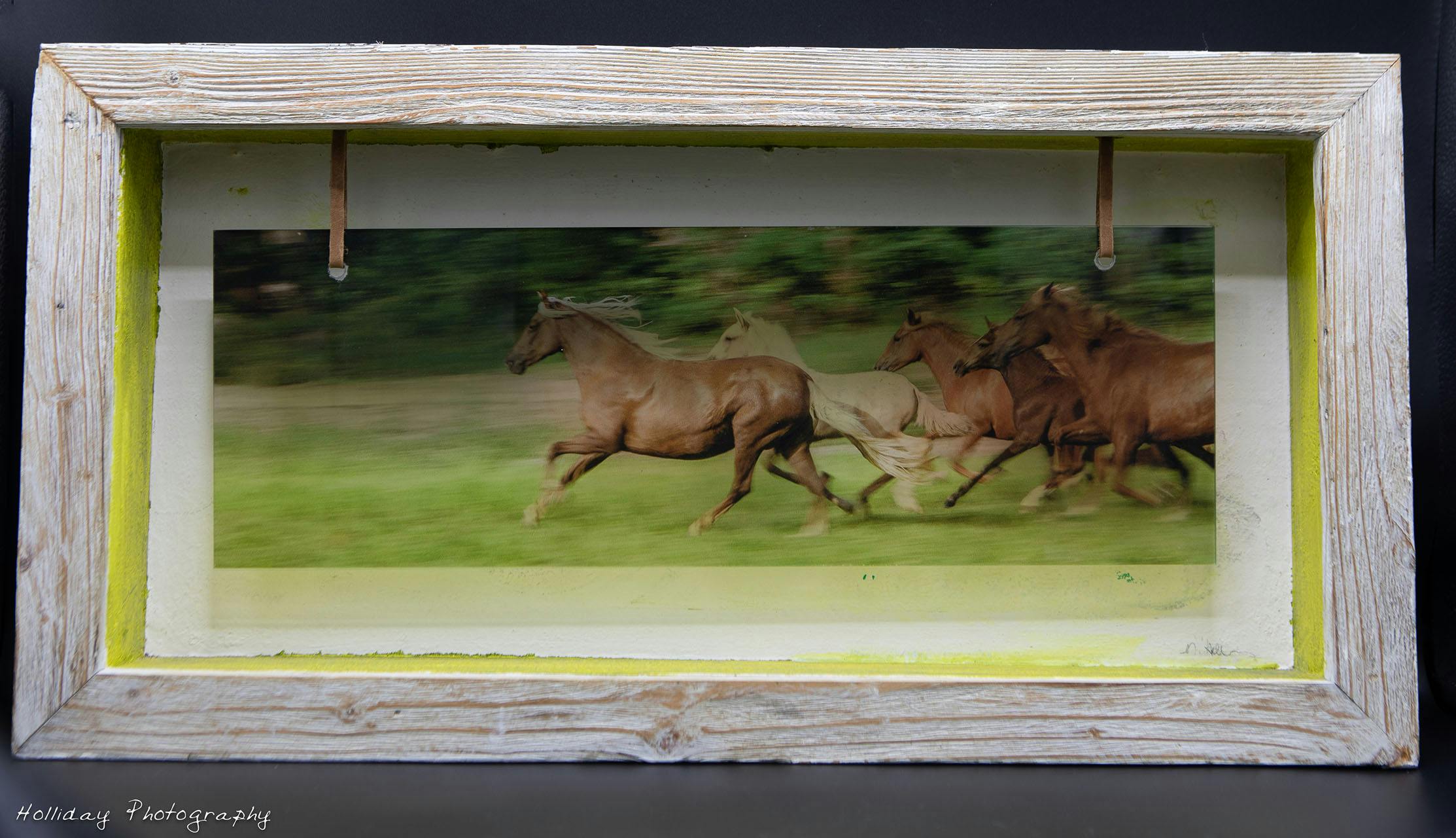 Barnwood shadow box/horse plexi print